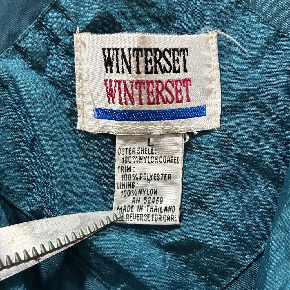 Vintage 80s Color Block Windbreaker Jacket Pink Teal Equestrian Scarf Print Sz L - Picture 11 of 11